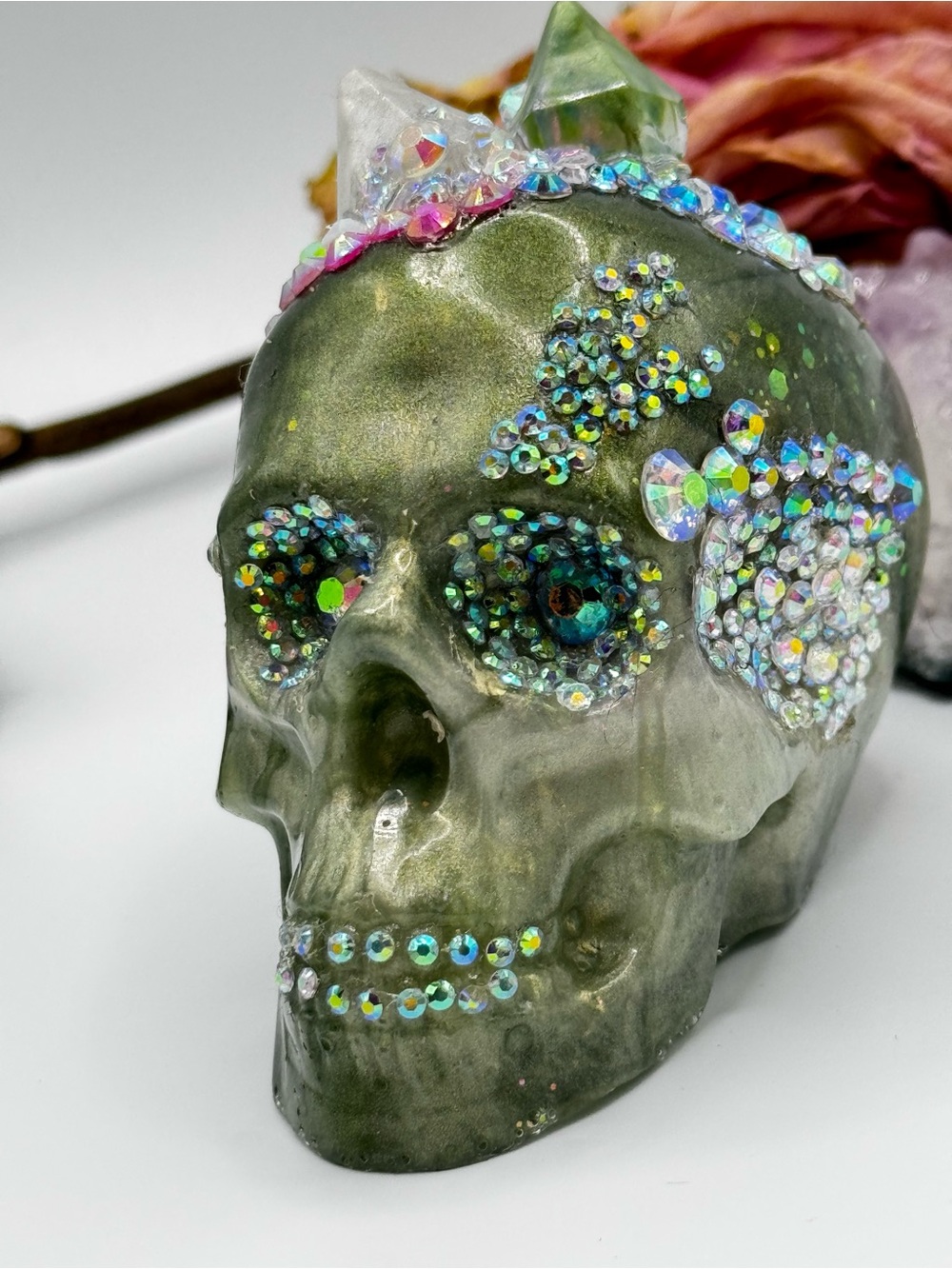 Olive Green Resin Skull  - The Votive Opus Collectible No 003